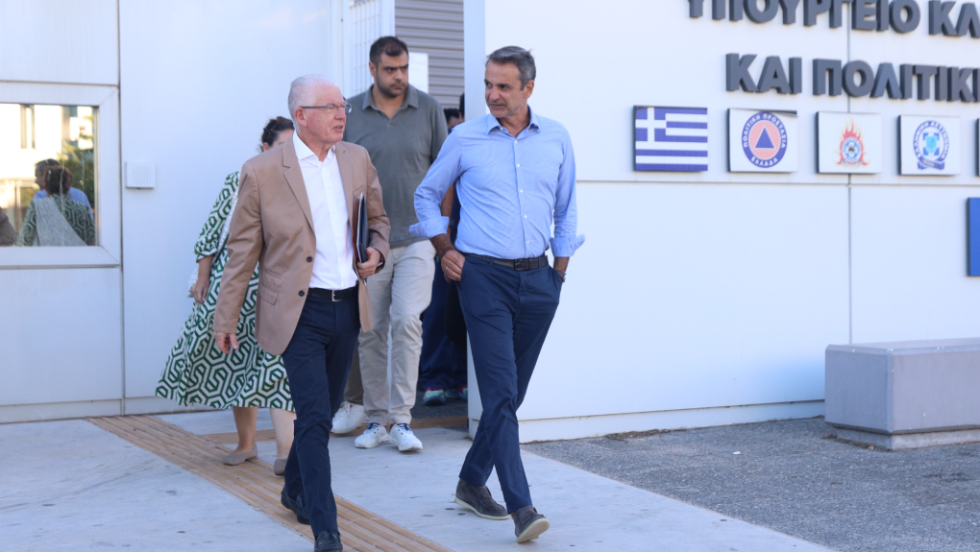 Μητσοτάκης - Μαρινάκης μετά τη διυπουργική για την πυρκαγιά στη ΒΑ Αττική